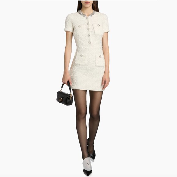 Self Portrait Textured Boucle Minidress NWT S Channel vibes soft yet structured - Picture 9 of 11